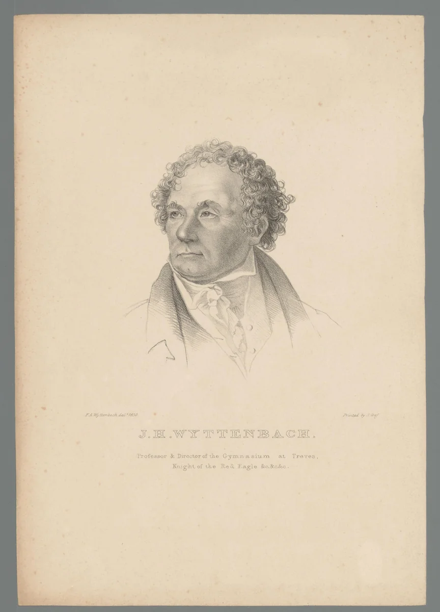 Portret van Johann Hugo Wyttenbach by Hannah Sarah Brightwen, print, 1830-1838