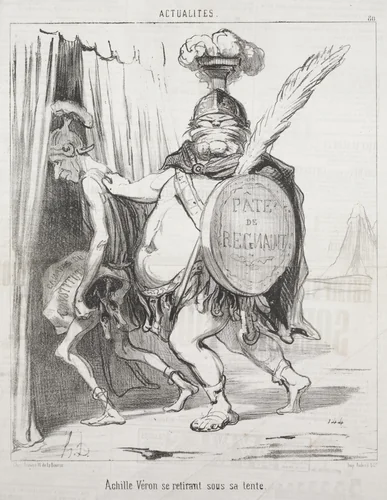 Achilles Véron withdrawing into his tent. by Honoré Daumier, print, 1850