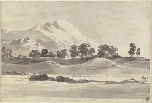 Mount Cairo from across the Melfa River by Jean Jacques de Boissieu, drawing, 1765-1766