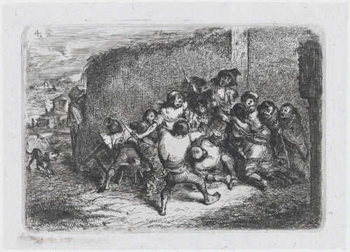 Plate 4: a street brawl, from the series of customs and pastimes of the Spanish people by Francisco Lameyer, print, 1850