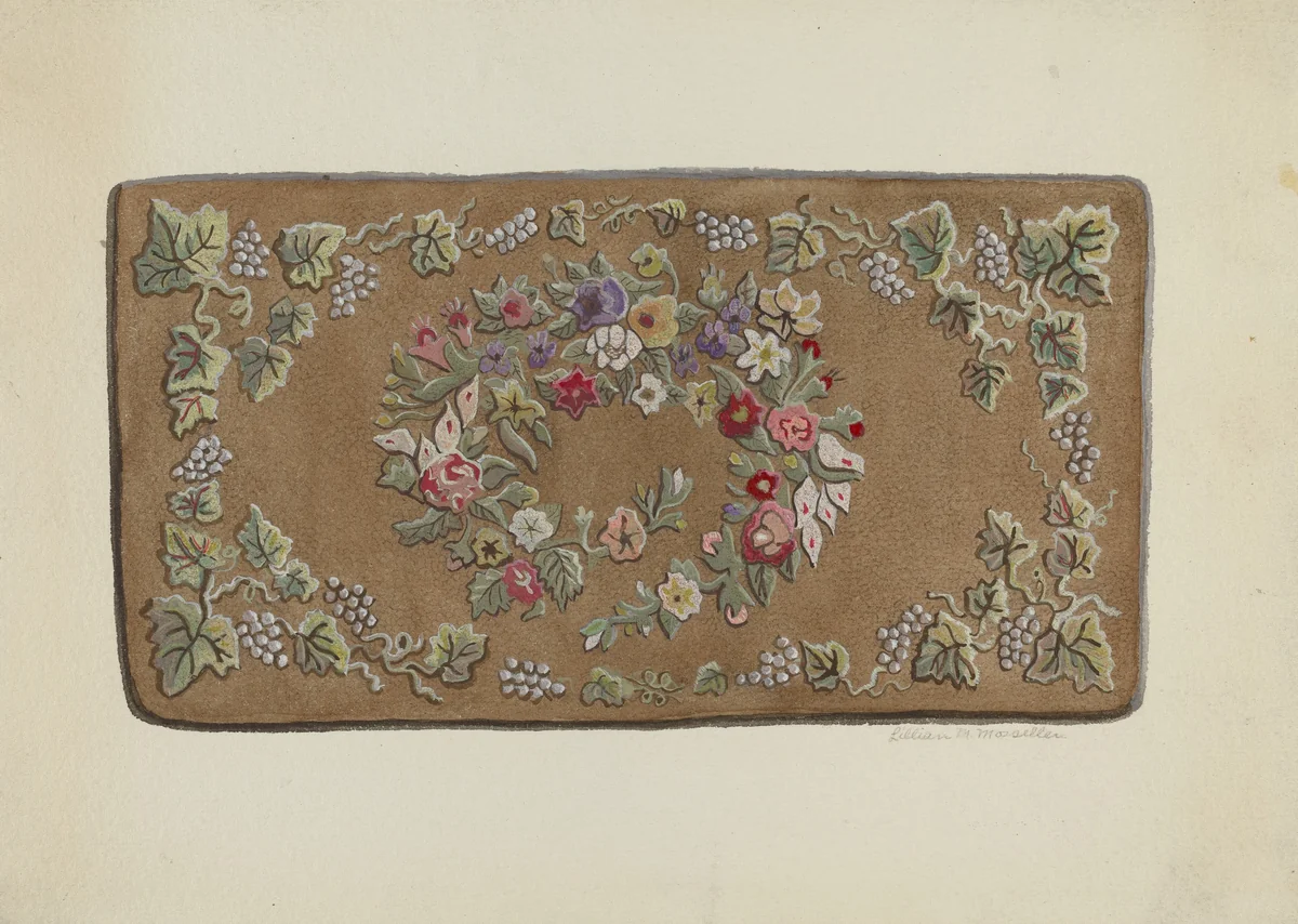 Hooked Rug by Lillian M. Mosseller, index of american design, 1936