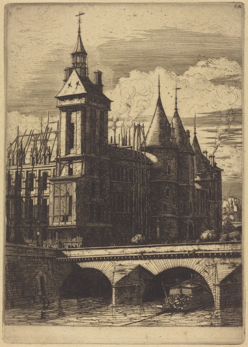 La Tour de l'Horloge, Paris (The Clock Tower, Paris) by Charles Meryon, print, 1852