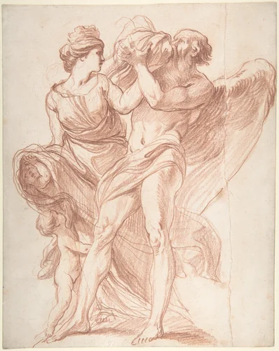 Rhea Outwitting Saturn by Edme Bouchardon, drawing, 1710-1762