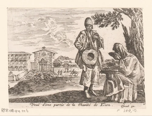 Gezicht op een deel van het Hôpital de la Charité in Lyon by Israël Silvestre, print, 1652