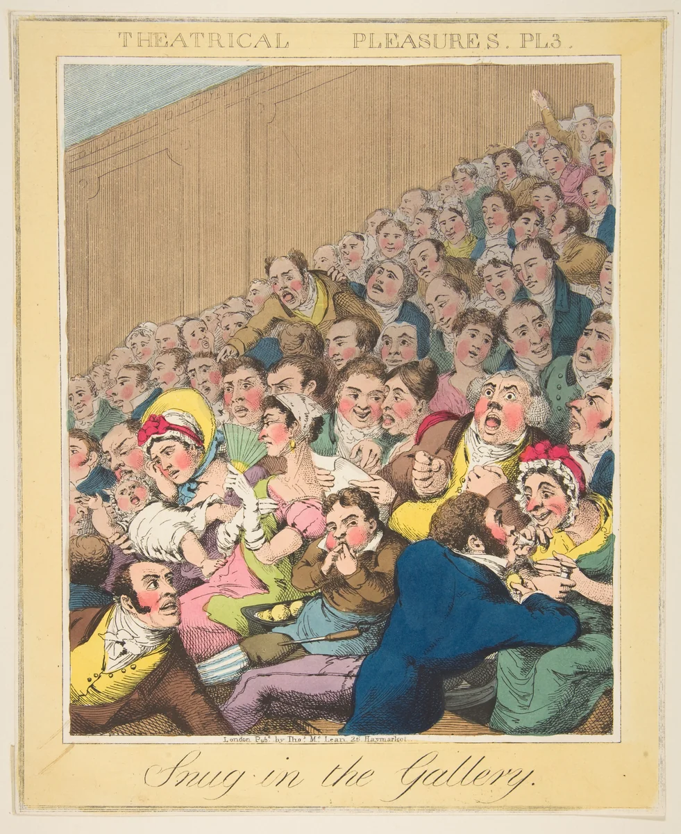 Theatrical Pleasures, ( Snug in the Gallery, Plate 3) by Theodore Lane, print, 1830-1840