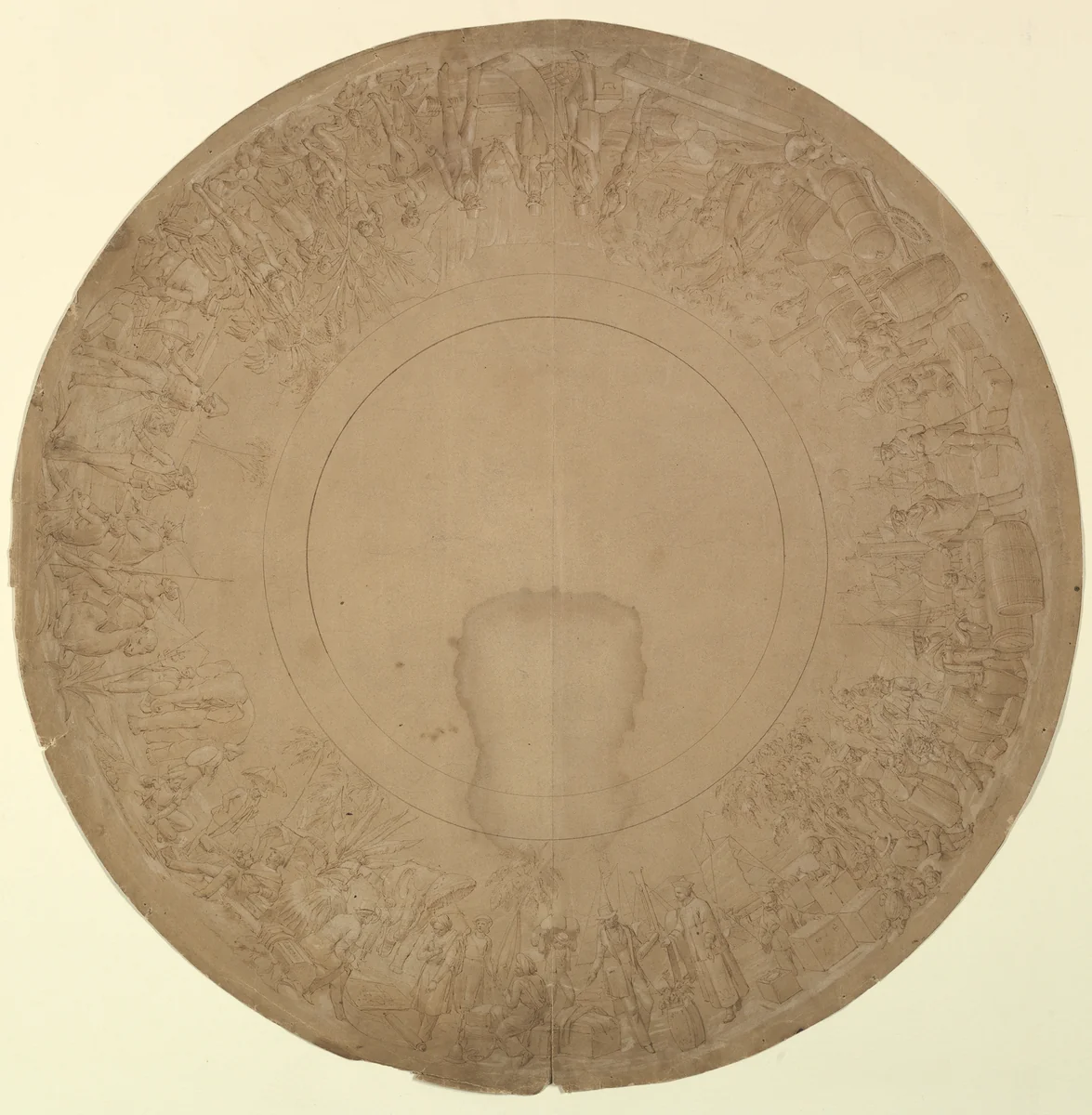 Design for a Plate Border Representing Foreign Trade by William Mulready, drawing, 1800-1863