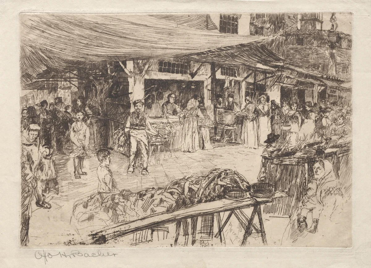 Old Market, Florence by Otto H. Bacher, print, 1850-1950