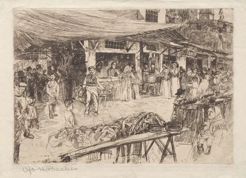 Old Market, Florence by Otto H. Bacher, print, 1850-1950