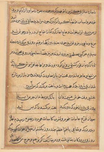 Page from Tales of a Parrot (Tuti-nama): text page by Unknown, painting, 1555-1565