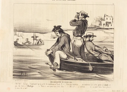 Une Rencontre en pleine eau by Honoré Daumier, print, 1843