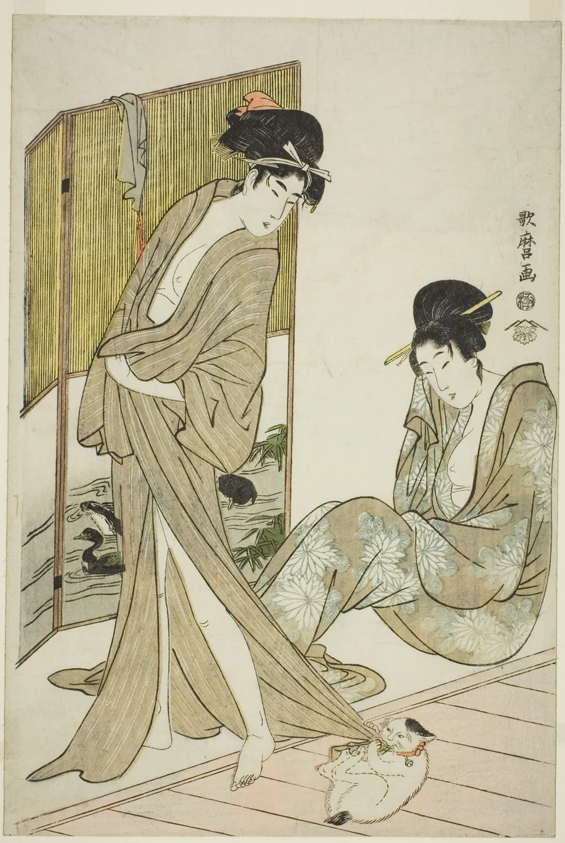 Two Young Women after a Bath by Kitagawa Utamaro (喜多川歌麿), print, 1798-1808