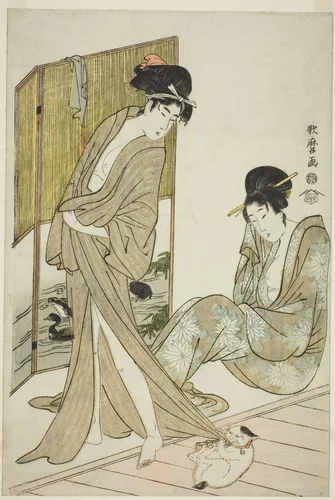Two Young Women after a Bath by Kitagawa Utamaro (喜多川歌麿), print, 1798-1808