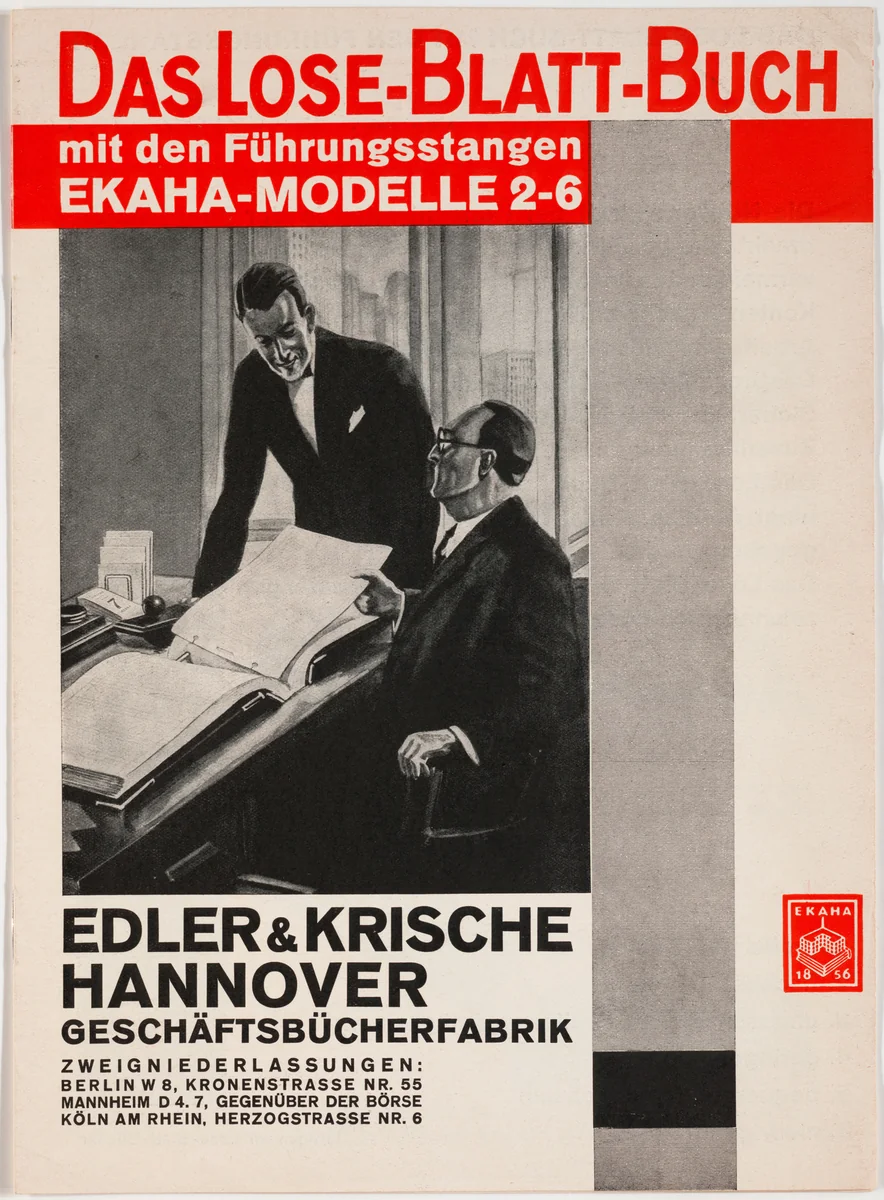 Das Lose-Blatt-Buch, Edler & Krische Hannover, Geschäftsbücherfabrik by Kurt Schwitters, design, 1927
