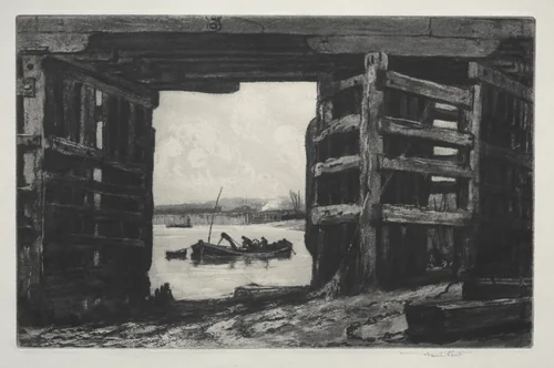 A Span of Old Battersea Bridge by Frank Short, print, 1899