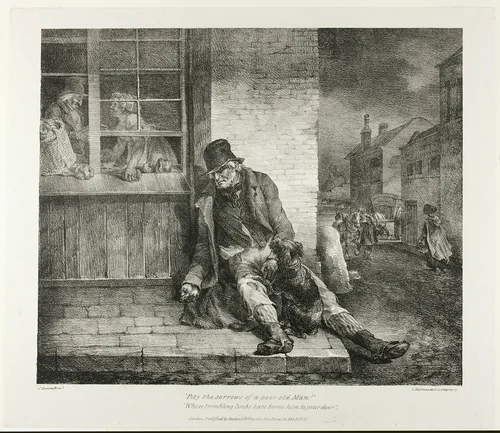 Pity the Sorrows of a Poor Old Man!... plate 2 from Various Subjects Drawn from Life on Stone by Jean Louis André Théodore Géricault, print, 1821