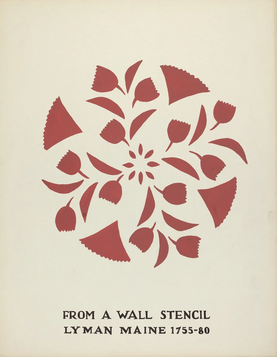 Design from Lyman, Maine 1755-1780: From Proposed Portfolio "Maine Wall Stencils" by Mildred E. Bent, index of american design, 1935-1942