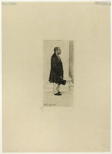 Man Standing in Church by Antonio Piccinni, print, 1875