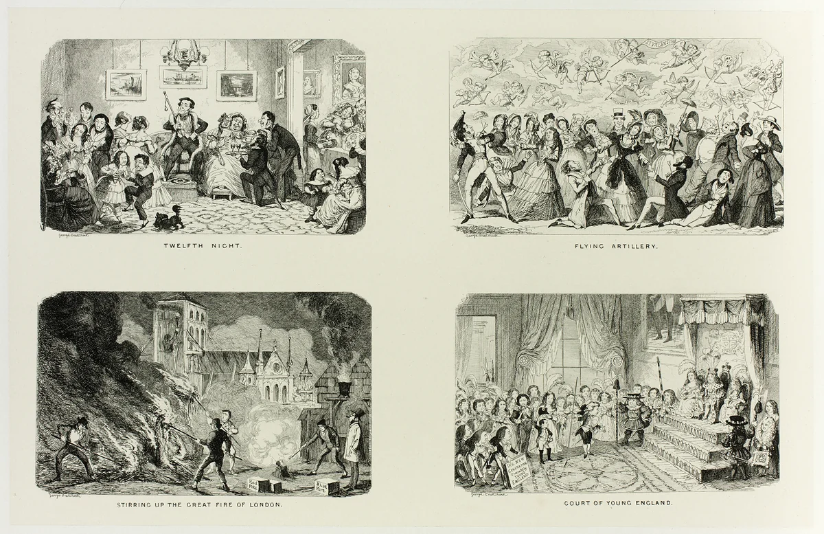 Twelfth Night from George Cruikshank's Steel Etchings to The Comic Almanacks: 1835-1853 (top left) by George Cruikshank, print, 1845