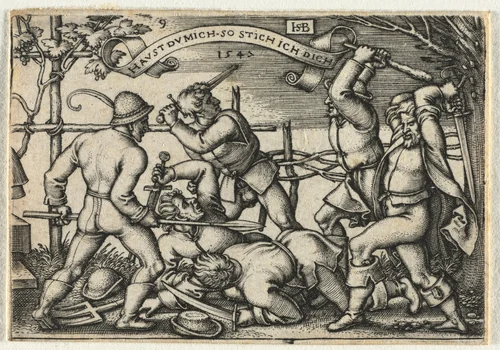 The Peasant Wedding or the Twelve Months: No. 9 by Hans Sebald Beham, print, 1547