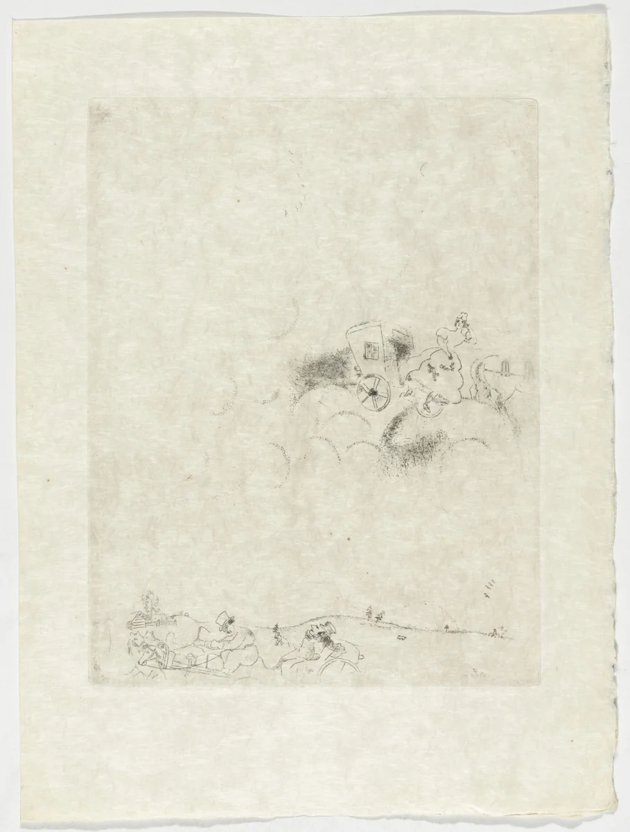 Tchitchikov's Dreams (Les rêves de Tchitchikov), plate XXX (supplementary suite) from Les Âmes mortes by Marc Chagall, illustrated book, 1923