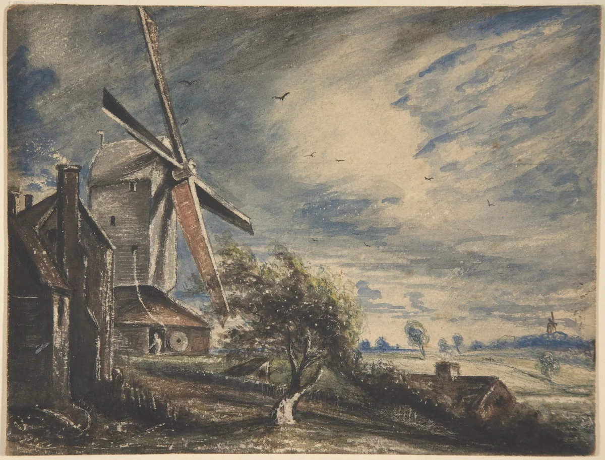 A Mill Near Colchester by John Constable, drawing, 1833