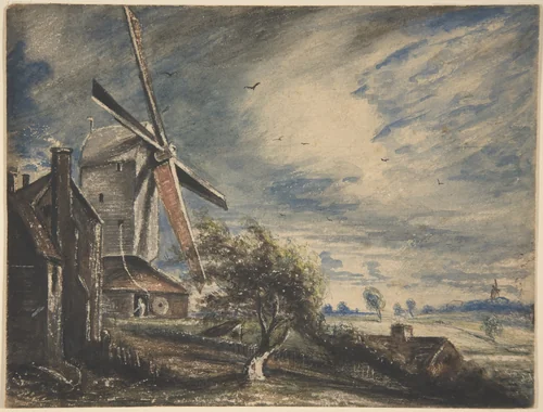 A Mill Near Colchester by John Constable, drawing, 1833