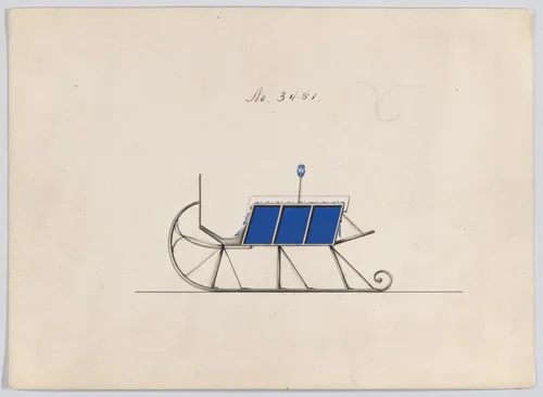 Design for Dos-a-Dos Sleigh, no. 3481 by Brewster & Co., drawing, 1879