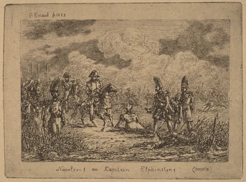 Napoleon I and Captain Elphinstone (Napoleon I et le Capitaine Elphinstone) by Gerhardus Emaus de Micault, print, 1859