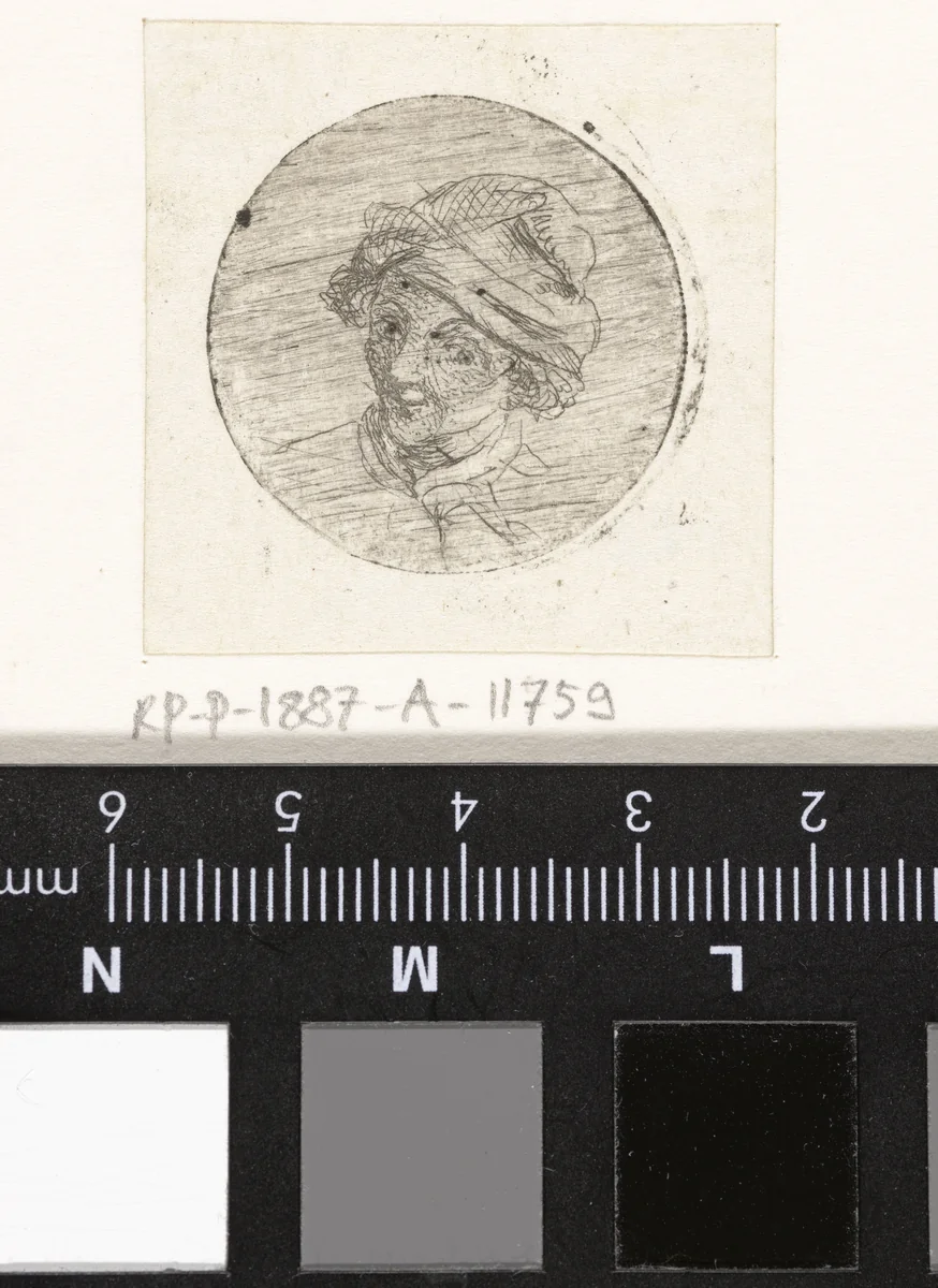 Manshoofd met muts by Marie Lambertine Coclers, print, 1776-1815