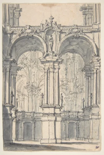 Design for Stage Set by Giovanni Battista Natali, drawing, 1698-1765