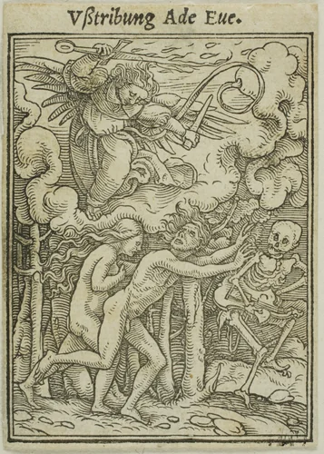 Adam and Eve Driven out of Paradise by Hans Holbein, print, 1517-1543