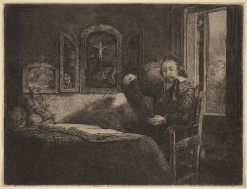 Abraham Francen by Rembrandt van Rijn, print, 1657