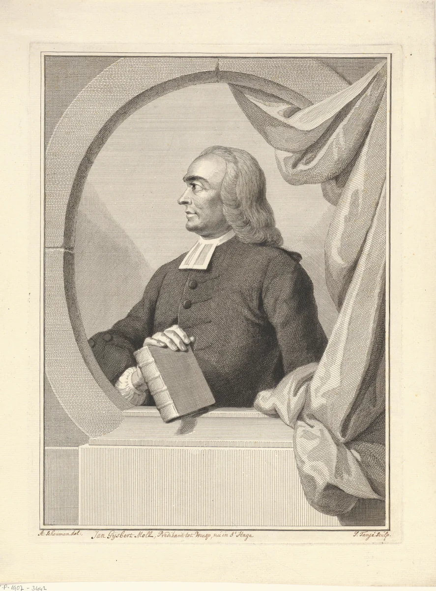 Portret van Jan Gysbert Moll by Pieter Tanjé, print, 1759