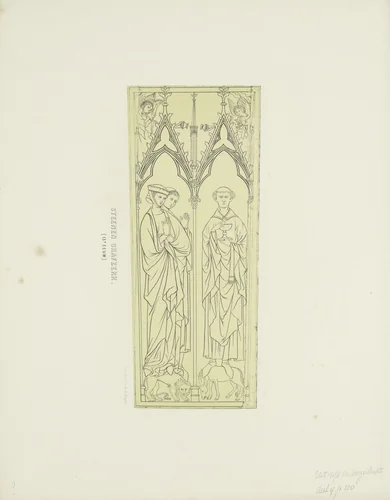 Stenen grafzerk, 13e eeuw by anonymous, print, 1857-1864