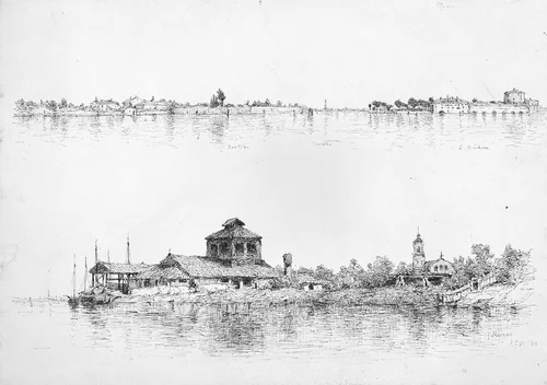 Two Sketches of Venice: Sartoza, Torcello and S. Andrea; Murano by Andrew Fisher Bunner, artwork, 1883