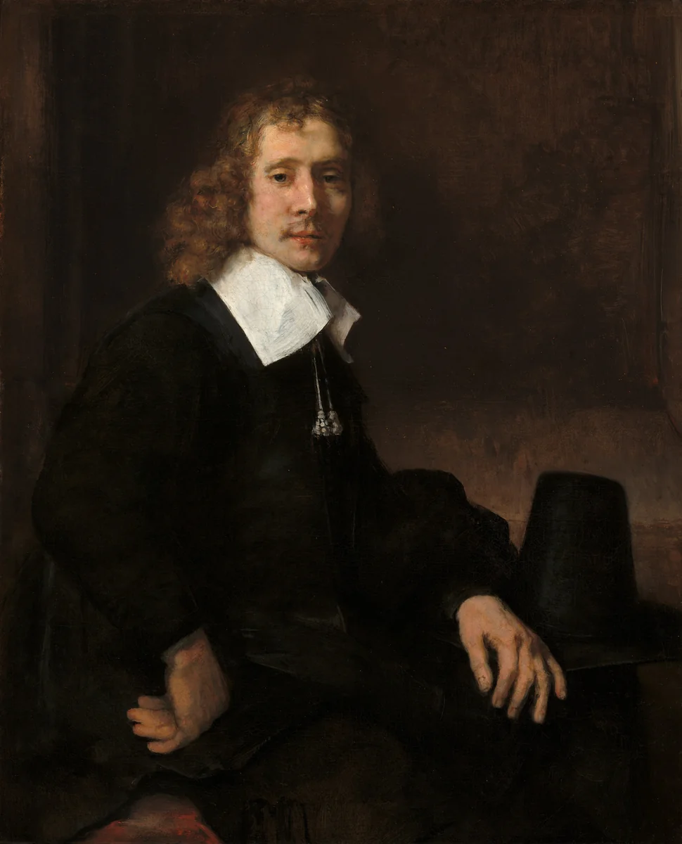 A Young Man Seated at a Table (possibly Govaert Flinck) by Rembrandt van Rijn, painting, 1660