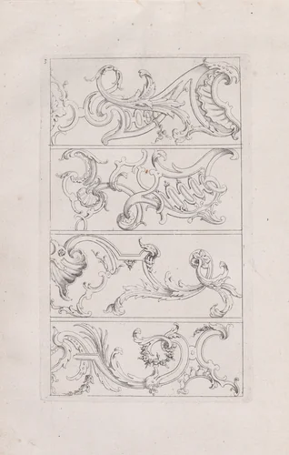 Plate 3, from "Livre Nouveau de Prinsipes D'Ornemens, tres facil. Pour apprendre a Dessigner" by Nicolas Guérard, print, 1710-1720