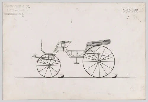 Design for Cabriolet (?) Phaeton, no. 3225a by Brewster & Co., drawing, 1876