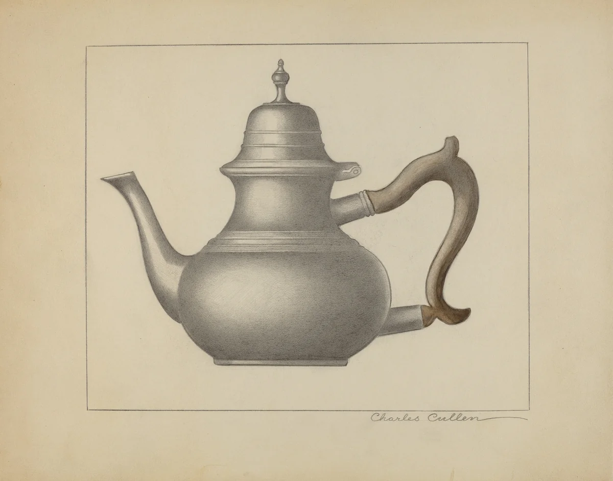 Pewter Teapot by Charles Cullen, index of american design, 1936