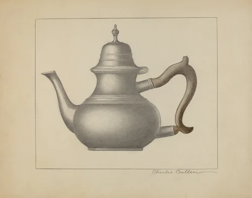 Pewter Teapot by Charles Cullen, index of american design, 1936