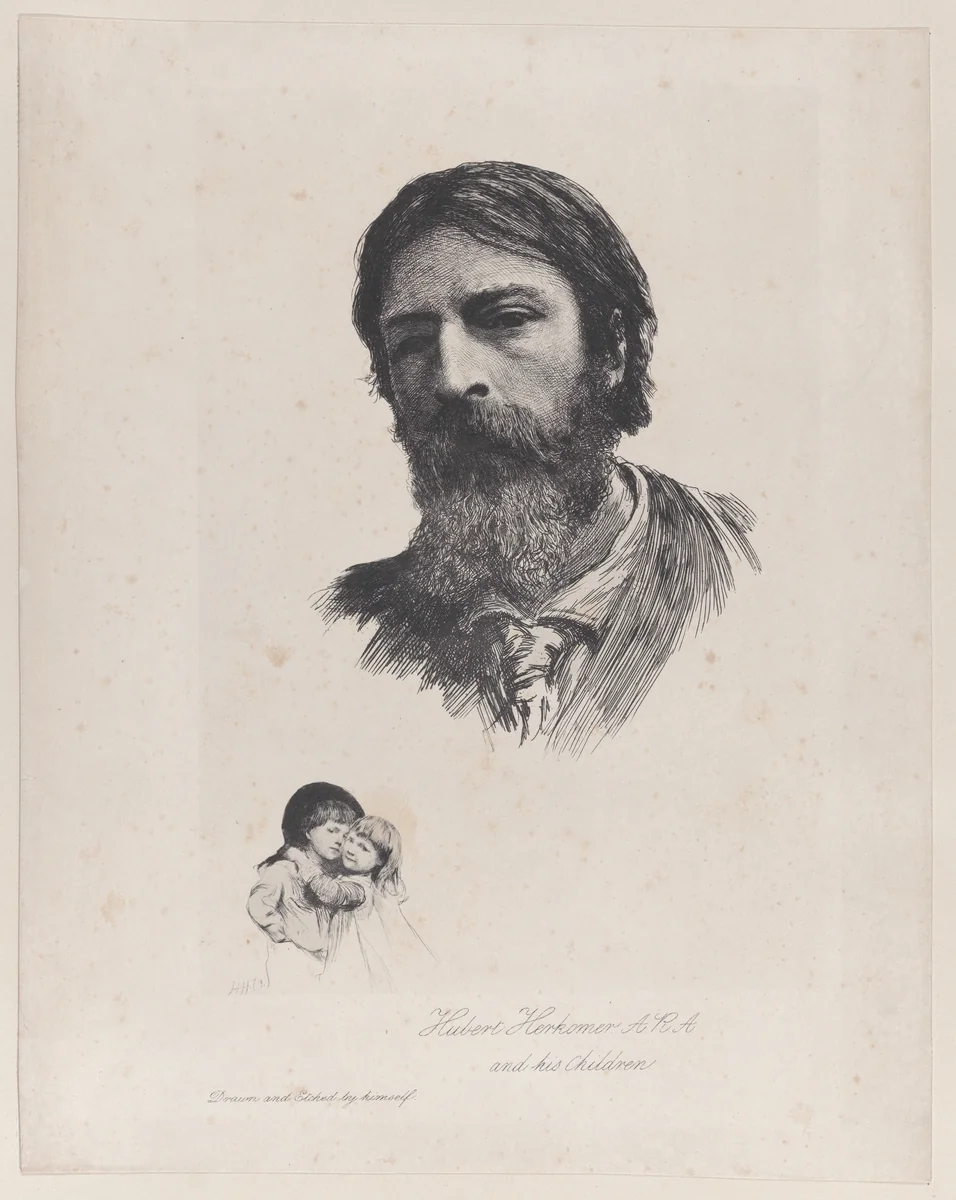 Hubert Herkomer A.R.A. and His Children by Hubert von Herkomer, print, 1879-1900