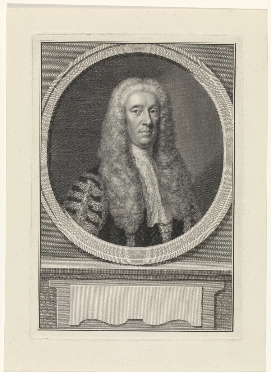 Portret van John Strange by Jacob Houbraken, print, 1754-1780