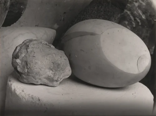 Untitled (Head of a Sleeping Child and The Newborn II) by Constantin Brâncuși, photograph, 1923
