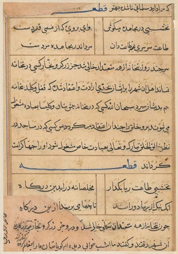 Page from Tales of a Parrot (Tuti-nama): text page by Unknown, painting, 1555-1565