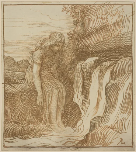 Peasant at the Source by Alphonse Legros, drawing, 1837-1911