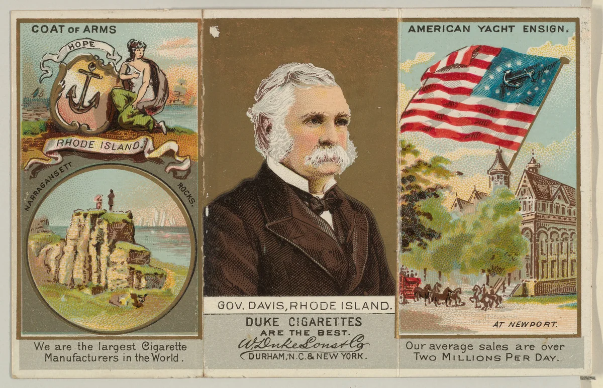 Governor Davis, Rhode Island, from "Governors, Arms, Etc." series (N133-2), issued by Duke Sons & Co. by W. Duke, Sons & Co., print, 1885-1892