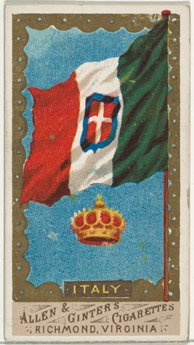 Italy, from Flags of All Nations, Series 1 (N9) for Allen & Ginter Cigarettes Brands by Allen & Ginter, print, 1887