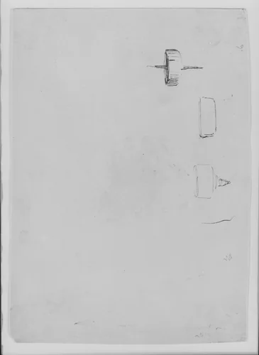 Sketches of Wheels, Drums (from Sketchbook) by James McNeill Whistler, artwork, 1854-1855