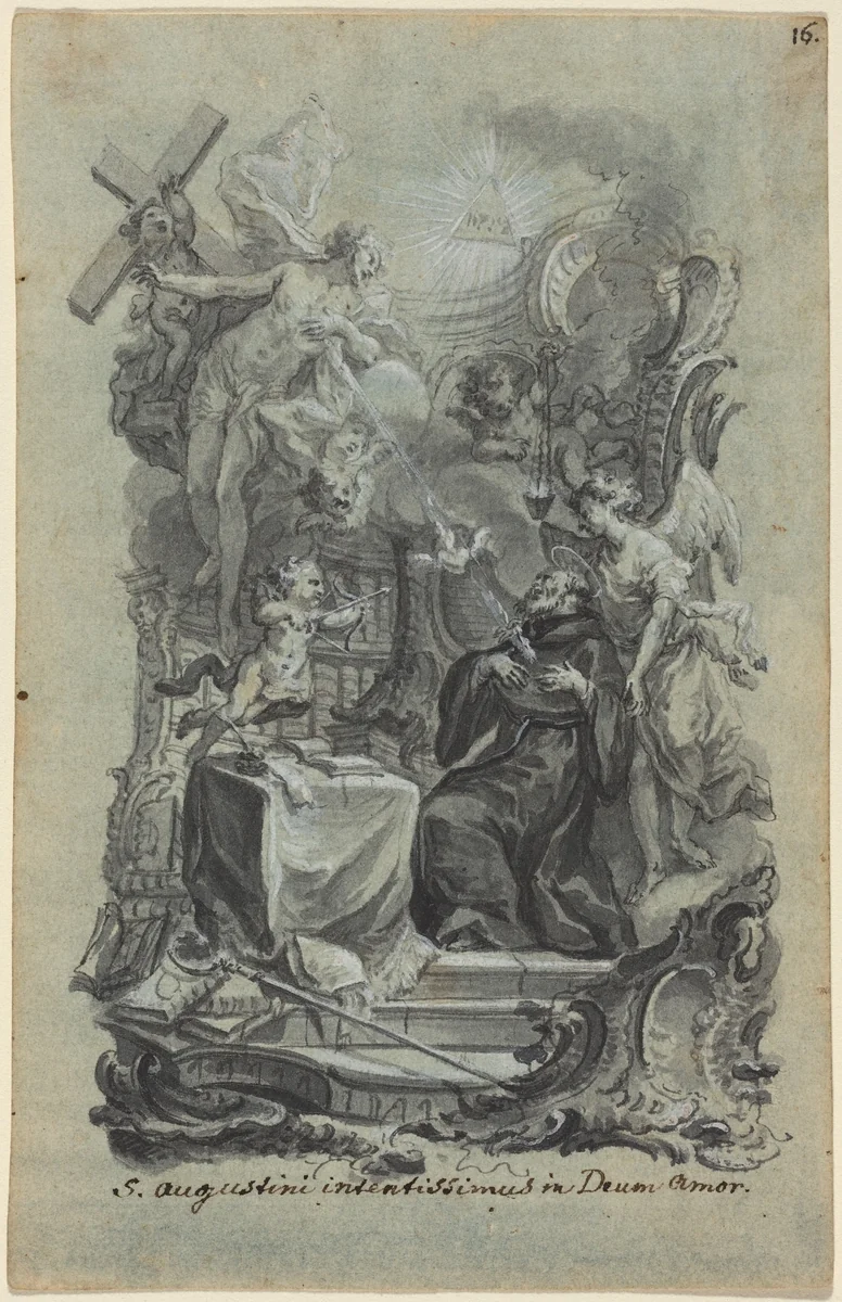 Saint Augustine's Zealous Love of God by Joseph Christ, drawing, 1732-1788