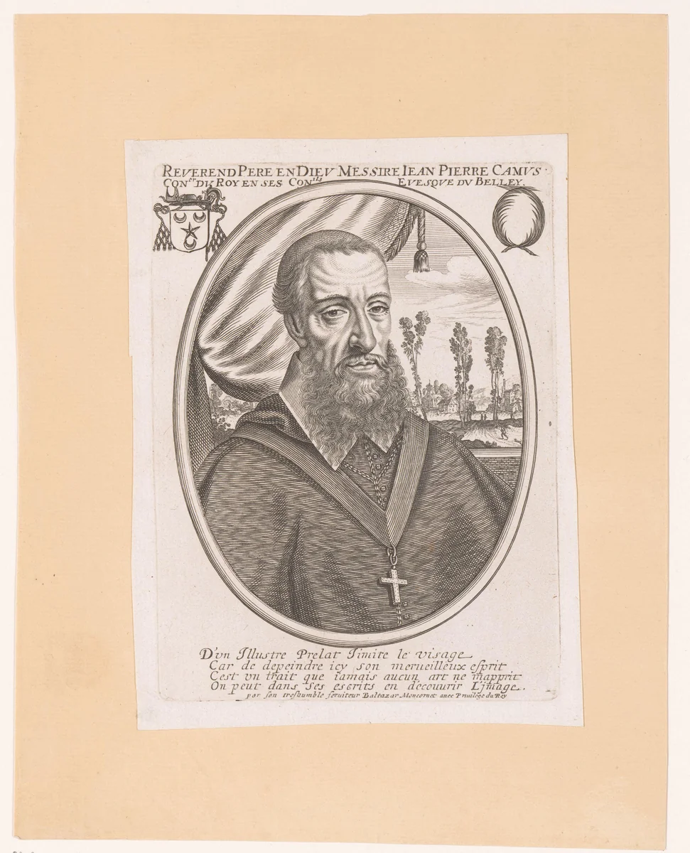 Portret van Jean-Pierre Camus by anonymous, print, 1610-1668